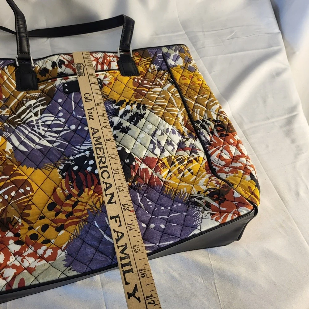 Vera Bradley Painted Feather Black Accents Tote Bag 16x15.5x4.5
